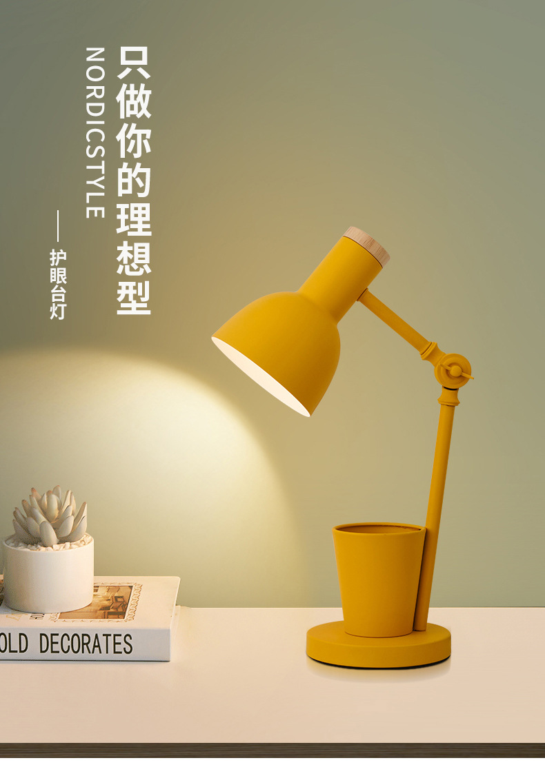 Nordic creative pen holder desk lamp, student-specific eye-protecting dormitory desk reading lamp, bedroom ins girl bedside lamp pic 3