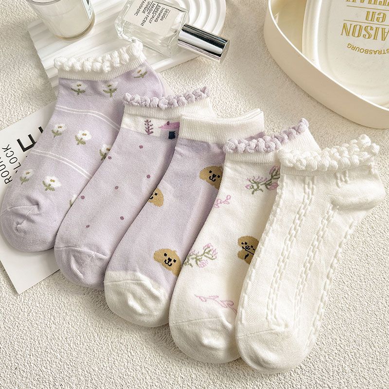 袜子地摊一件代发船袜女春夏花边短袜低腰浅口可爱少女学生袜百搭休闲潮袜一件代发详情11