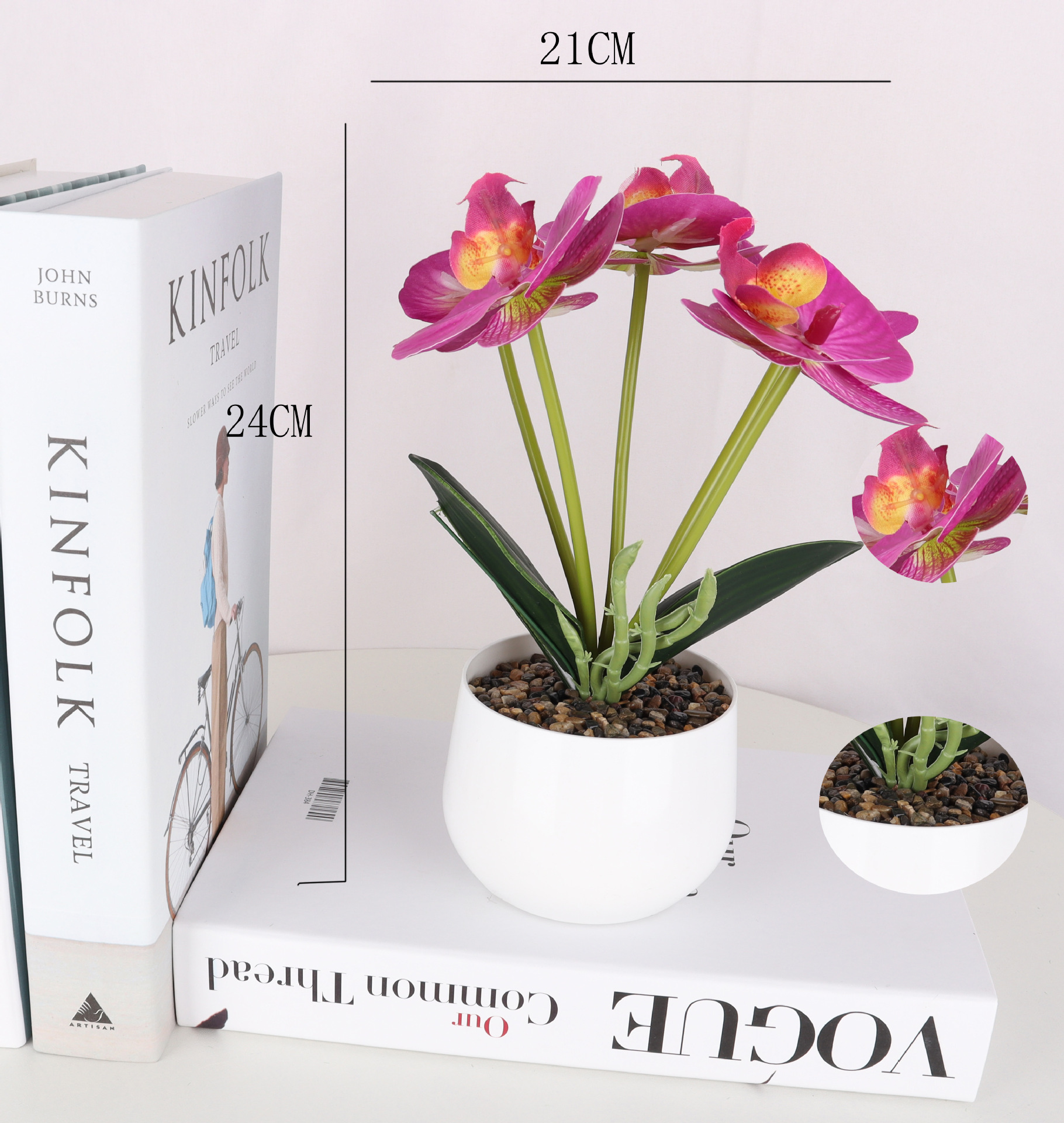 Simulated Phalaenopsis 5-fork 5-head potted plant/simulated bonsai/simulated flower creative indoor small ornaments/Amazon factory pic 4