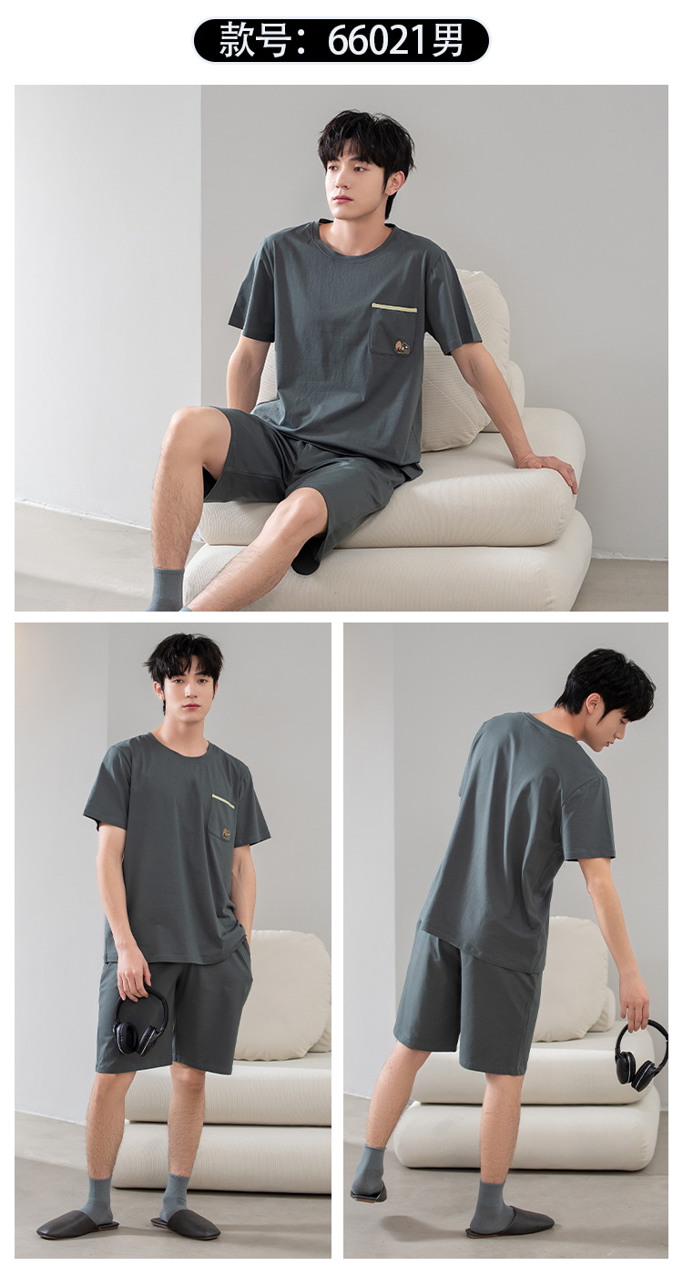 男士睡衣男款夏季纯棉短袖短裤2025年新款套装男生家居服韩式夏款详情32