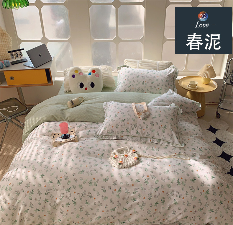 Wholesale of pure cotton four-piece bedding sets for export, cross-border bed sheets and duvet covers from Europe and America, pure cotton four-piece bedding sets for autumn and winter pic 21