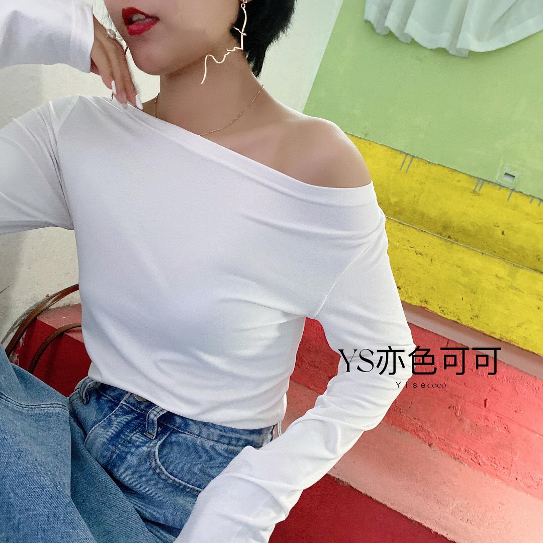 Yise Coco one-neck base layer for Women 2021 Early Autumn New style Japanese sweet and sexy thin long-sleeved top pic 15