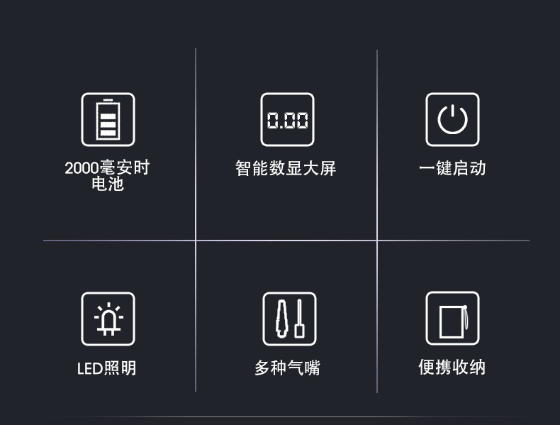 carsun 汽车电动充气宝车用无线充气泵 LED照明便捷式车载充气泵详情3