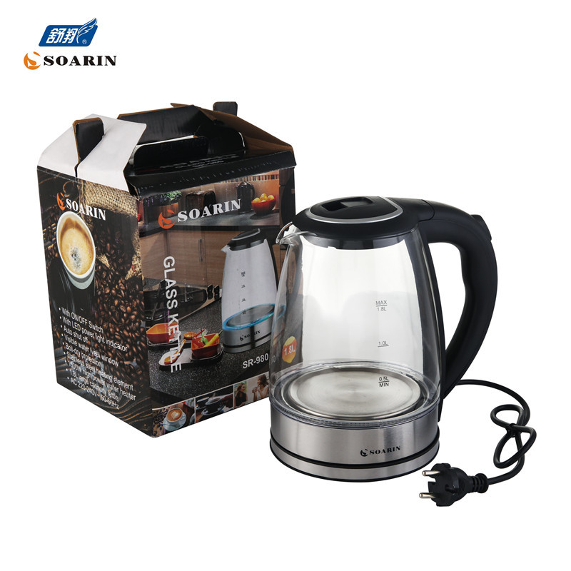 English export round plug SOARIN high-power glass electric kettle 980, 1.8L kettle pic 6