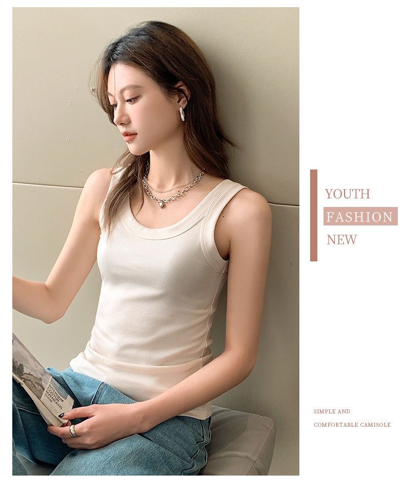 2825#春夏新款U型吊带背心女外穿棉工字内搭打底衫无袖T恤无胸垫详情10
