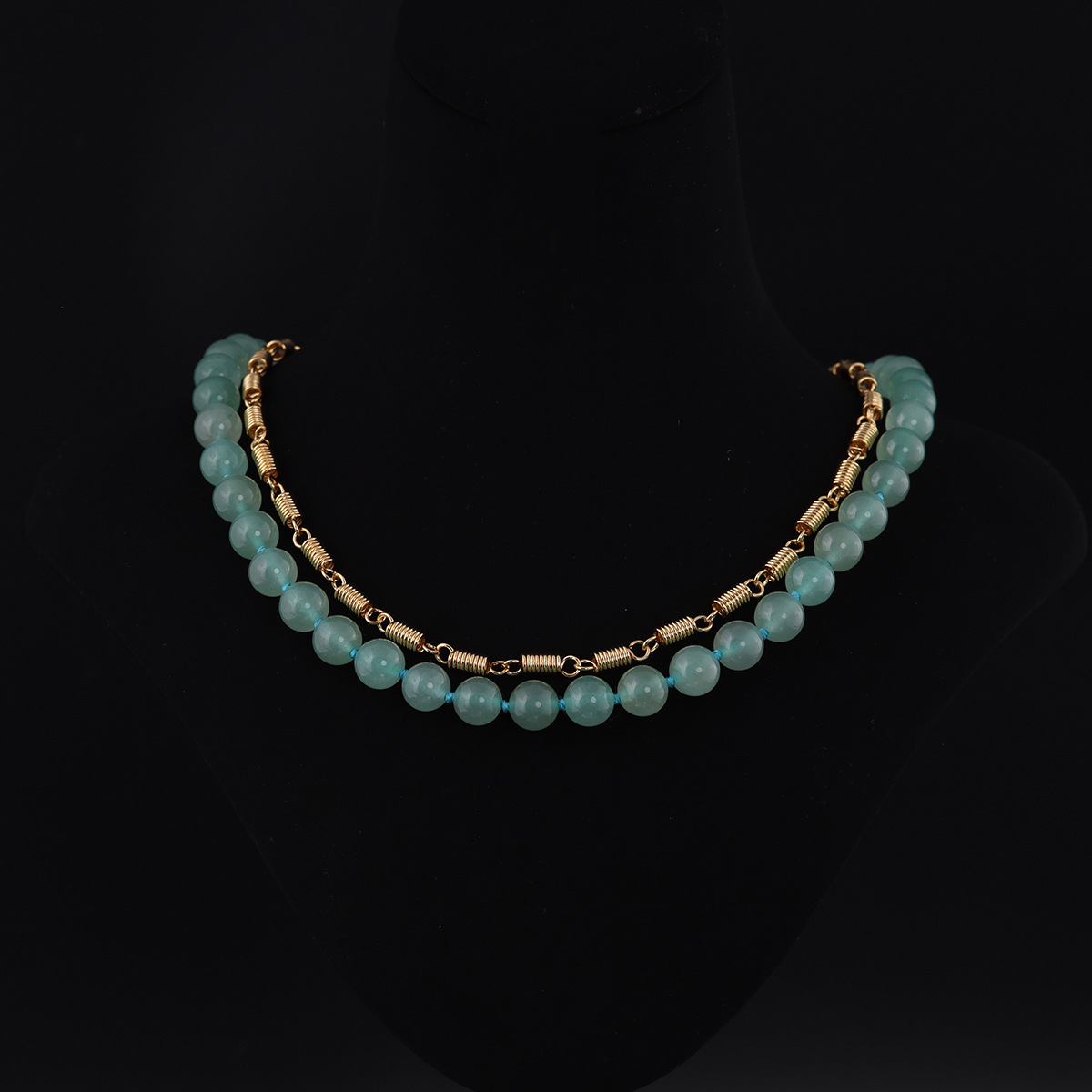 中古vintage高级感时尚小众设计青岛工厂批发祖母绿双层项链女款详情2