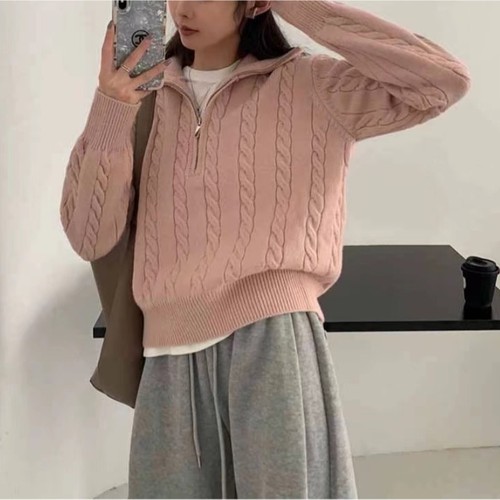 Korean autumn and winter soft, loose and laid-back round-neck sweater for women, fashionable and elegant, thickened knitted sweater with wool pic 20