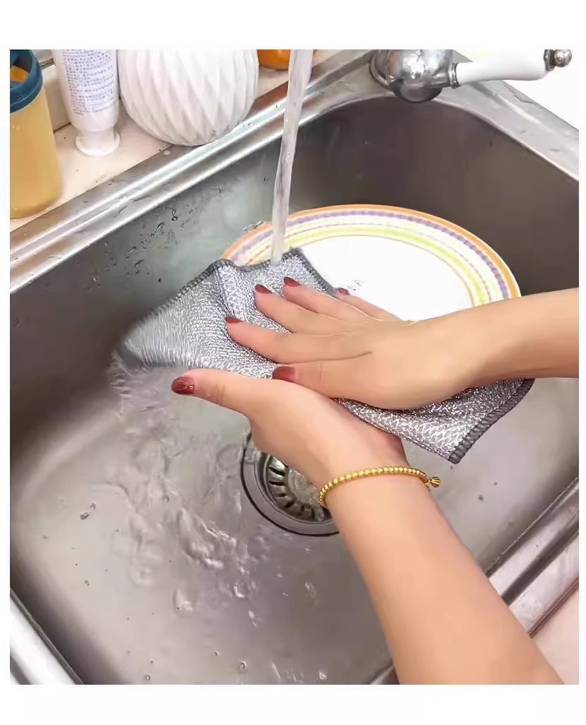 钢丝洗碗布日用清洁布网格不沾油抹布厨房灶台洗碗洗锅清洗布去污详情3