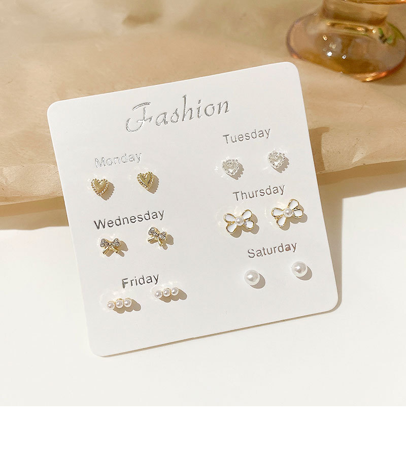 六对装925银针珍珠爱心套装耳钉女小香风气质简约网红耳环耳饰品详情12