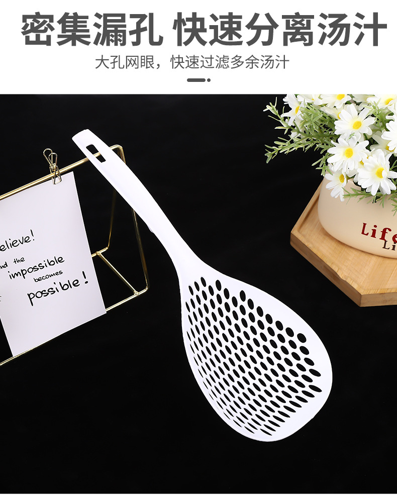 Wholesale of Japanese-style plastic large strainer for dumplings, noodles, blanching sieves, hot pot strainers, long-handled noodle scoops, and mesh spoons pic 3