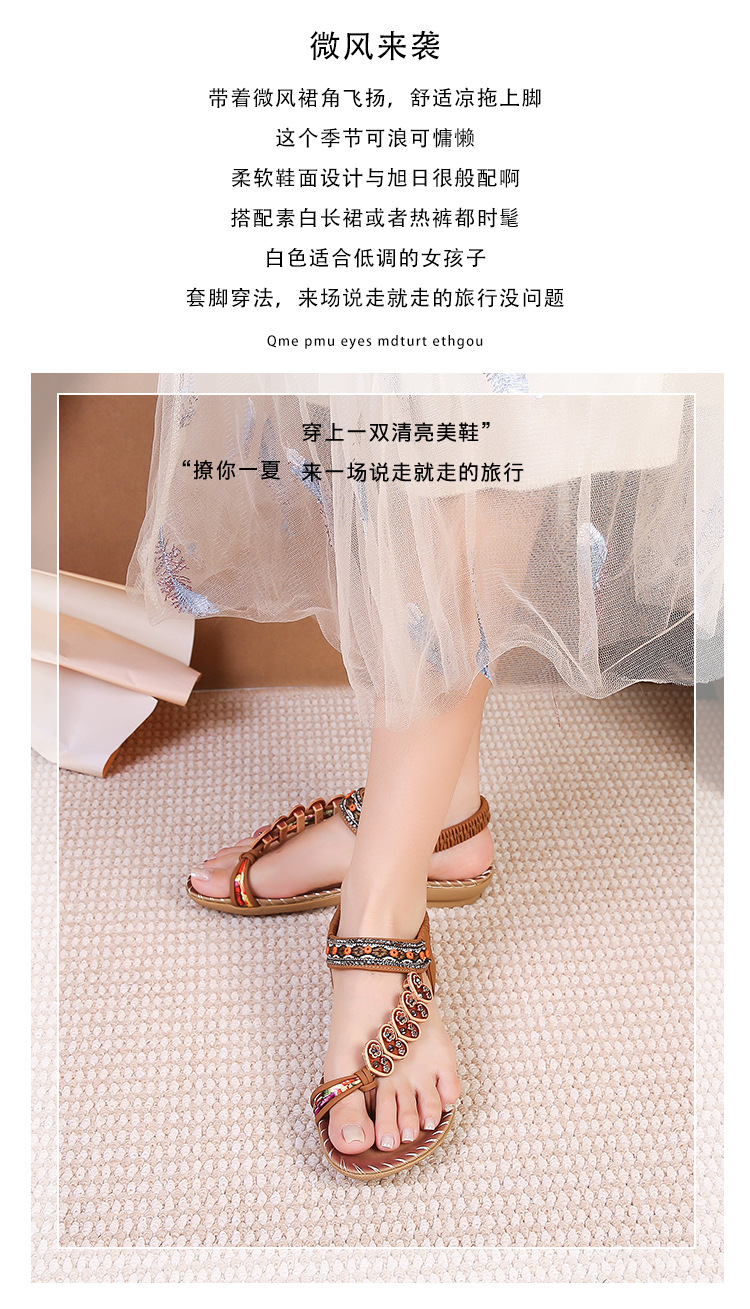 2024跨境凉鞋女夏2024水钻晚风平底圆头夹脚露趾凉鞋女详情1