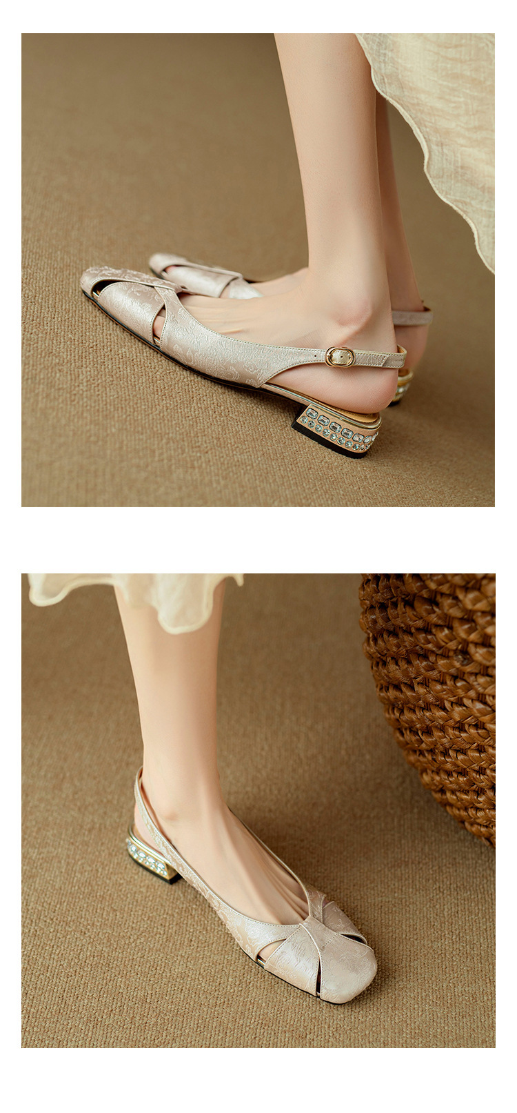 2024新款夏季镂空透气方头包头凉鞋女仙女风外穿低跟平底鞋软底详情3