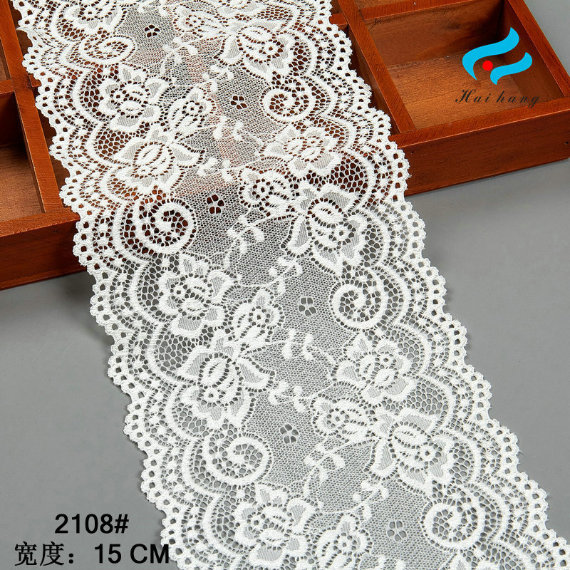 In stock: 15 cm colored stretch lace trim, colored lace nylon trim, soft underwear trim pic 3