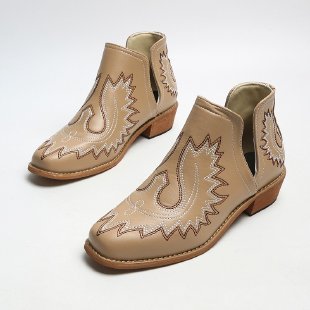 跨境外贸大码复古刺绣中国风马丁靴女跨境风亚马逊切尔西靴短筒靴详情4