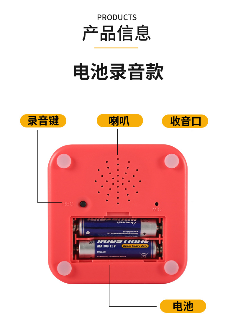 录音猫咪挤压发声玩具IC芯片控制CE认证外贸热销一键录音功能按钮详情9