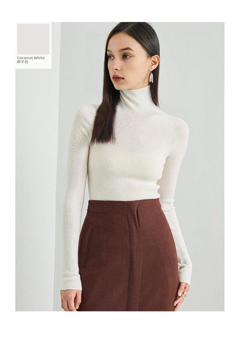 100% wool high-neck base layer shirt, a new bestseller for autumn and winter, versatile and stylish. Pair it with a long-sleeved knitted sweater and top for women pic 14