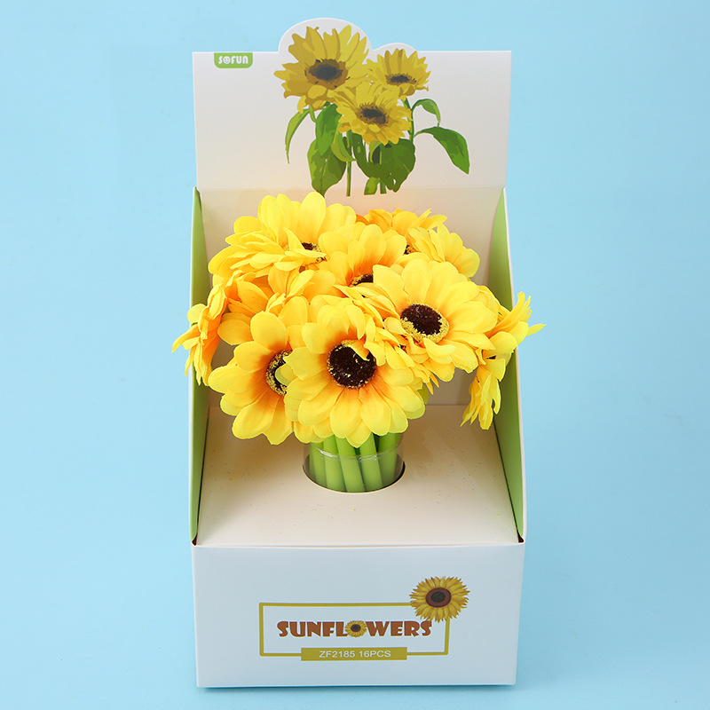 Versión coreana de papelería ZF2185 creativo girasol pluma neutral tela de plástico goma suave emulación girasol pluma de agua pic 5