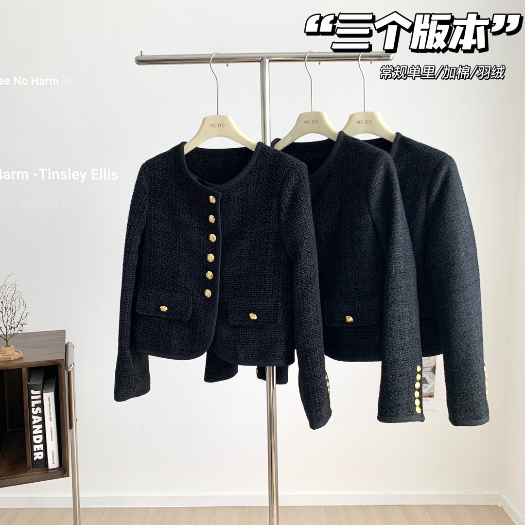 同款~黑色小香风短外套女23秋冬新款粗花呢六扣双口袋详情3