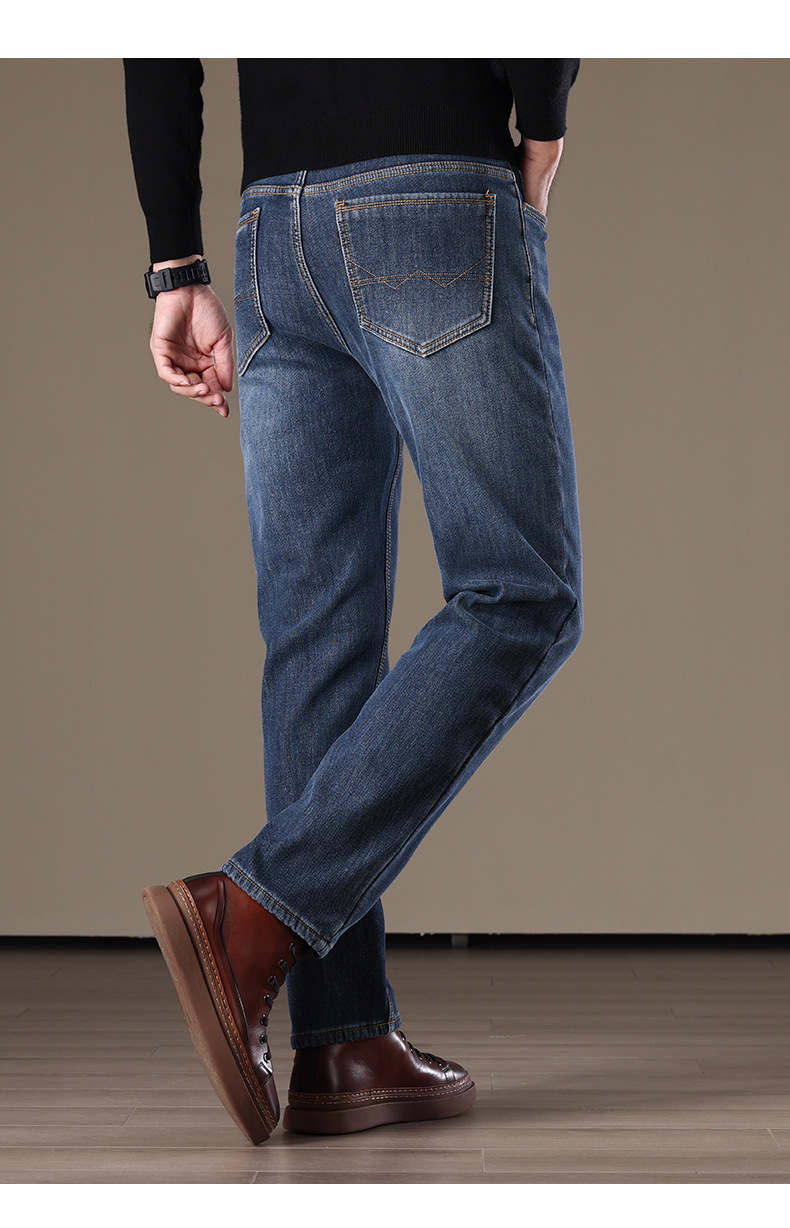 商务休闲款真超绒弹力男牛仔裤 高端加绒加厚秋冬宽松直筒保暖长裤 精选面料质感卓越详情19