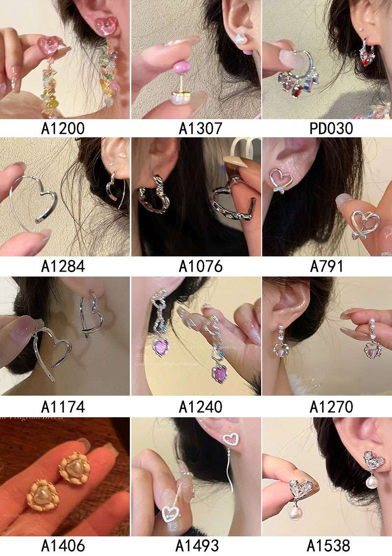 Instags-style pearl heart-shaped earrings for women, exquisite, niche, versatile and high-end stud earrings, 925 silver needle best-selling earrings wholesale pic 10