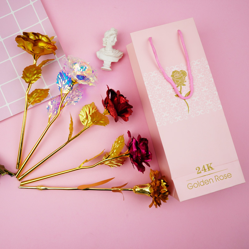情人节24K彩金金箔玫瑰康乃馨 圣诞节玫瑰带礼盒活动赠品批发母亲节礼品详情2