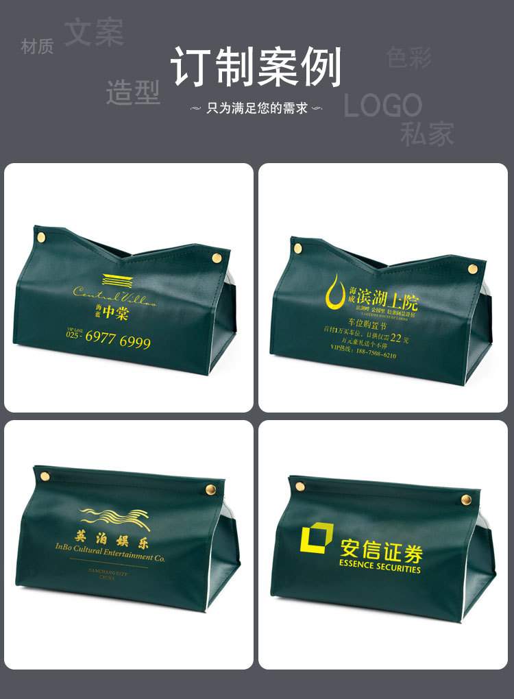 ins Nordic leather tissue box, tissue box, living room home creative tissue box, car-mounted custom desktop tissue box pic 2
