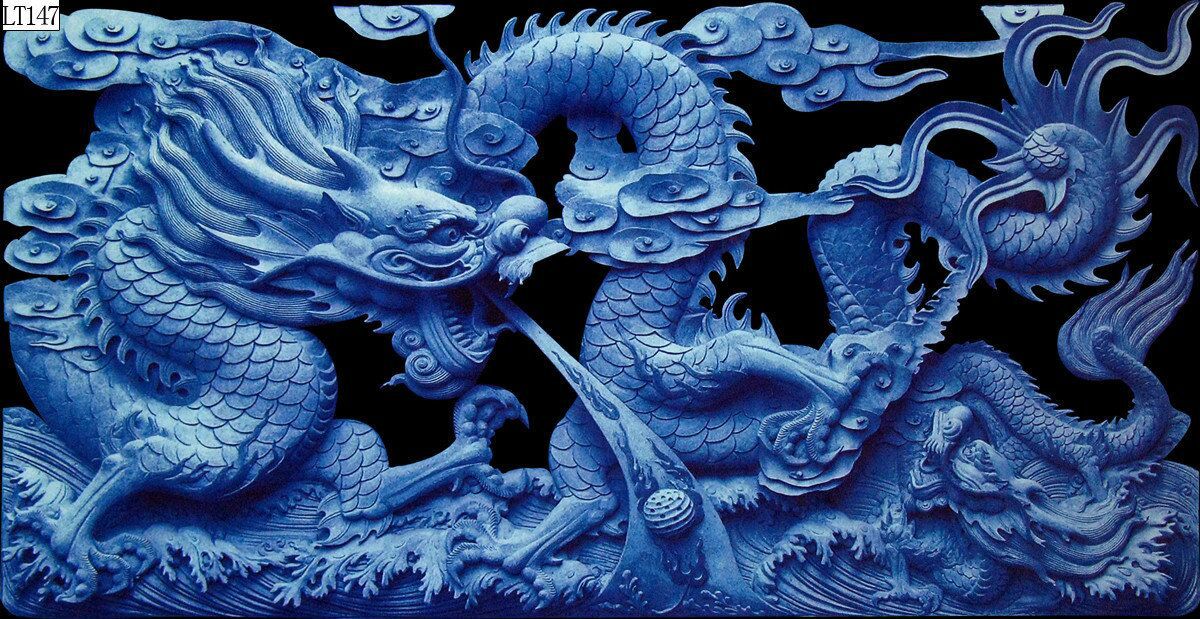 Fish tank aquarium decorative landscape background painting, pp material without glue, dragon background painting, two dragons playing with a pearl, dragon Roaming the world painting pic 40