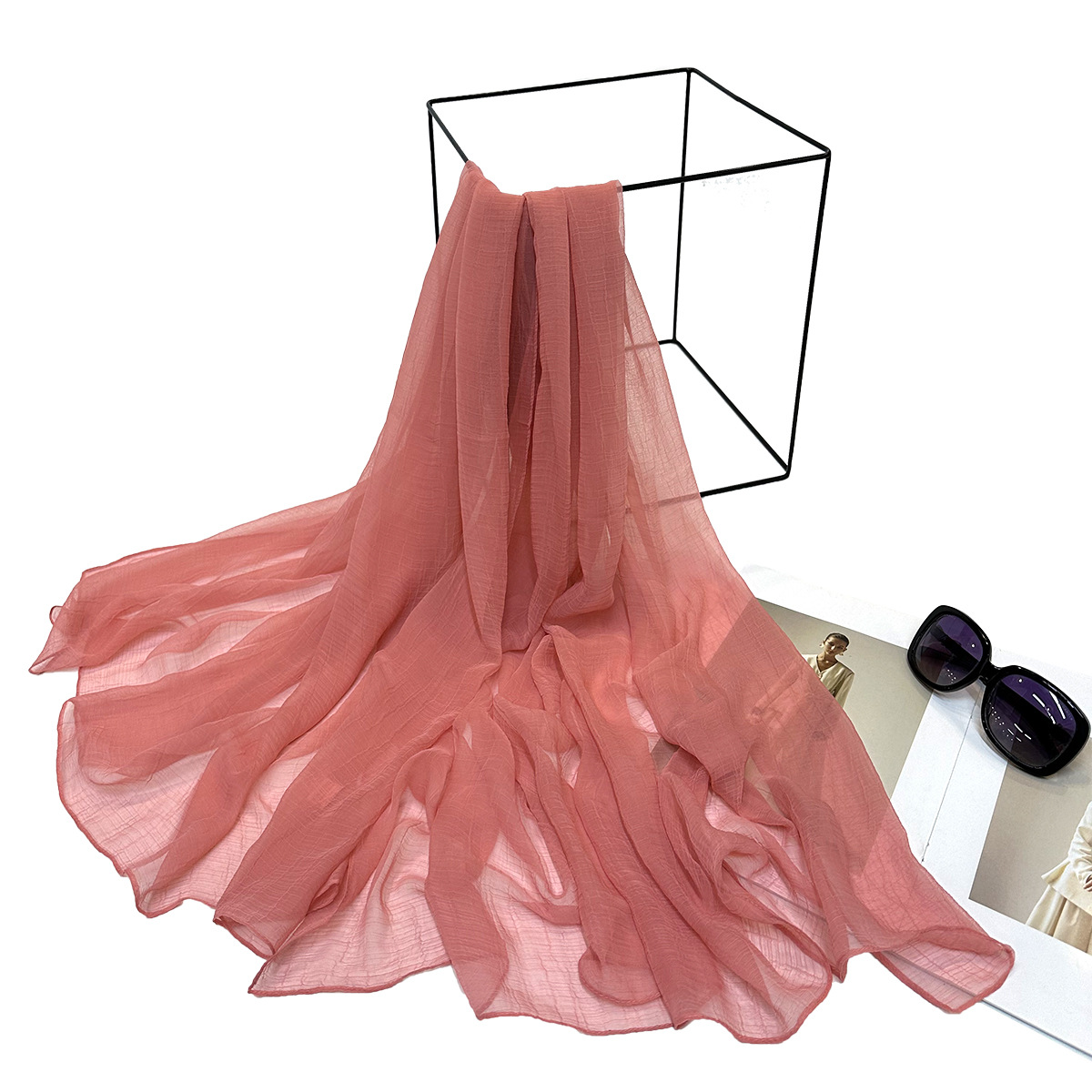 新款欧美出口纯色夏季防晒丝巾沙滩巾披肩 工厂批发定 制详情20