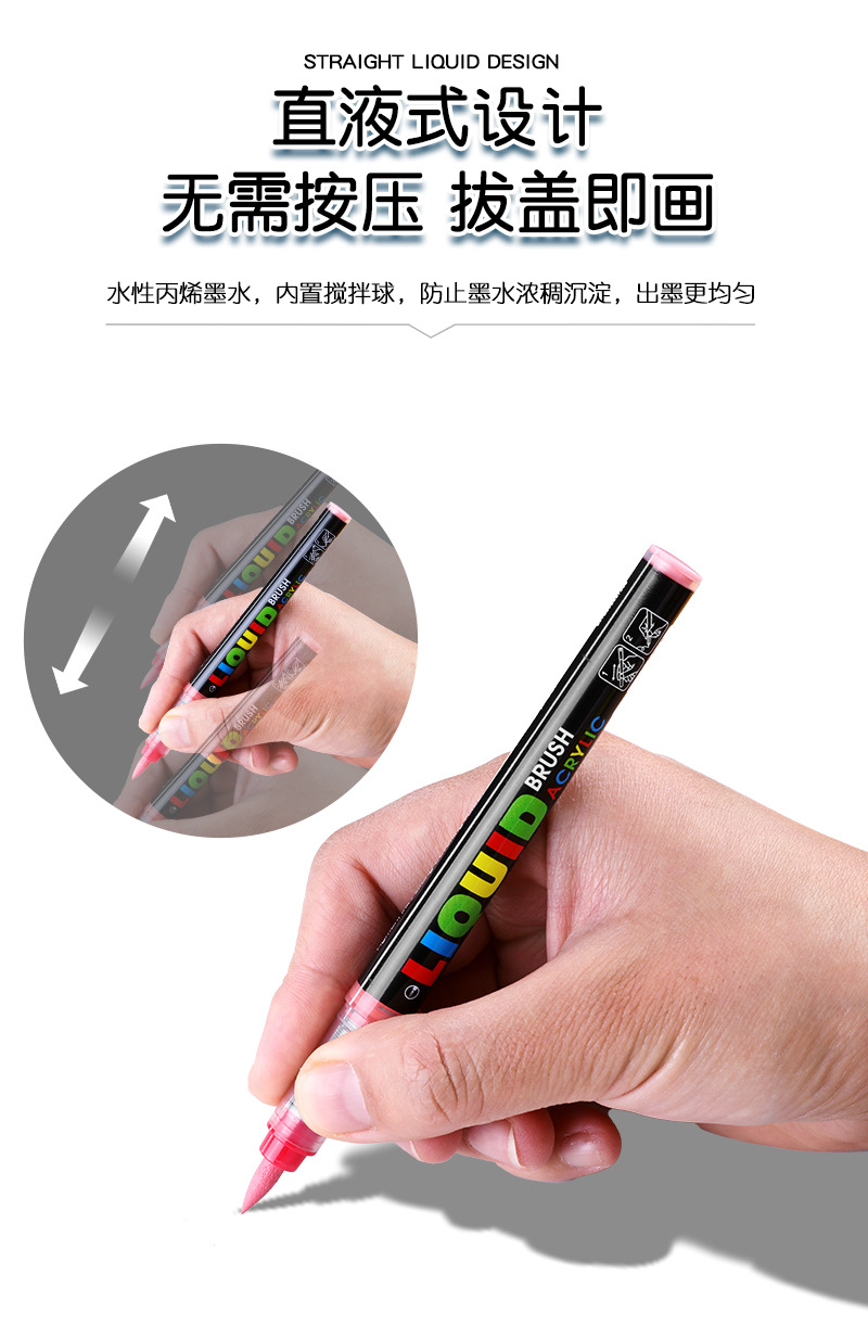 BSCI验厂直液式丙烯马克笔定制热转印笔身儿童彩笔加工定制马克笔详情13