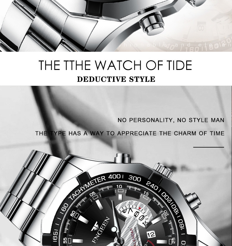 Fenzun waterproof non-mechanical watch, large dial watch, super large new calendar cross-border Shopee watch, creative technology pic 30
