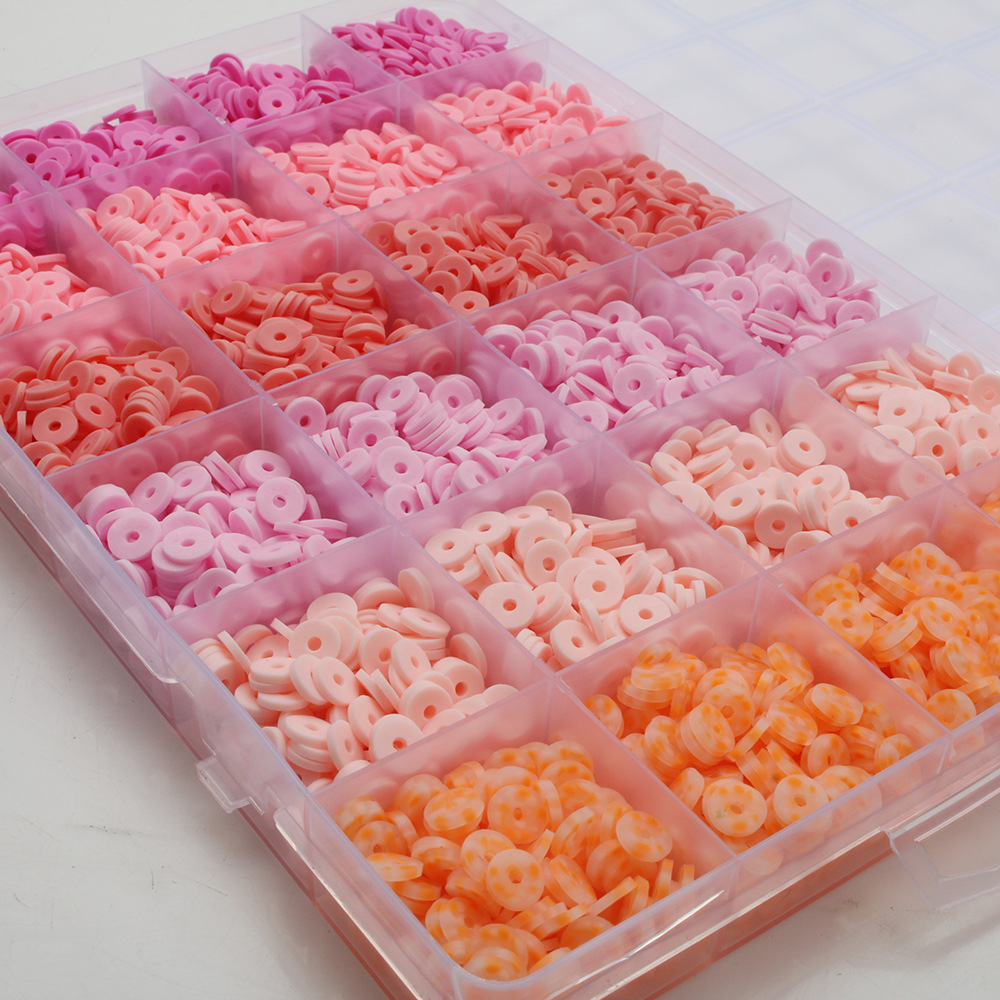 软陶片串珠渐变单色6mm 饰品DIY手链项链饰品配件24格软陶片盒装详情6