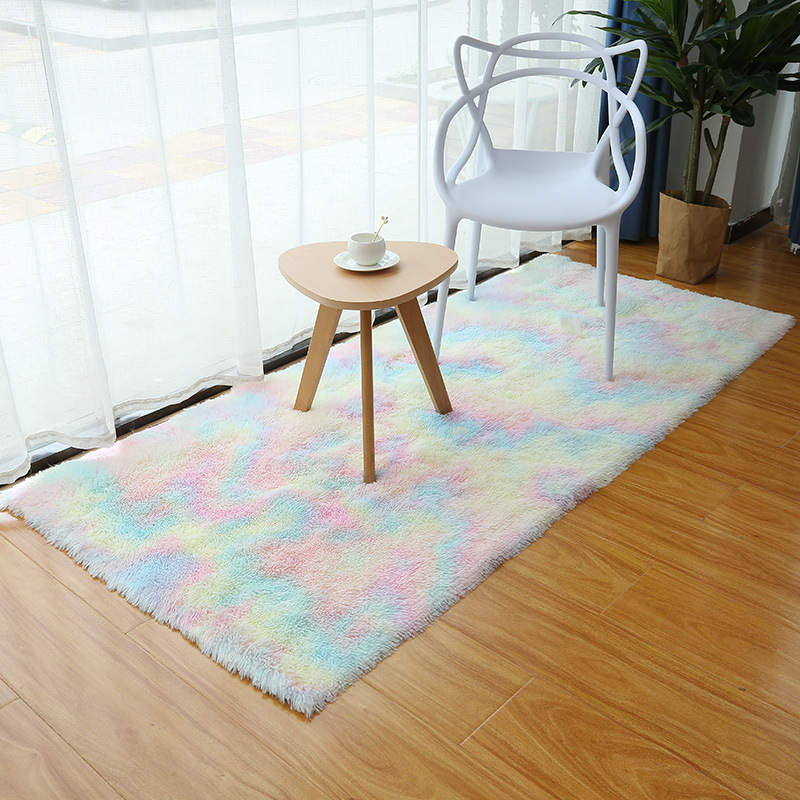 Cross-border specialty al por mayor sala de estar dormitorio lado de la cama vestíbulo tie dye largo seda alfombra alfombra de piso alfombra de baño amazon pic 1
