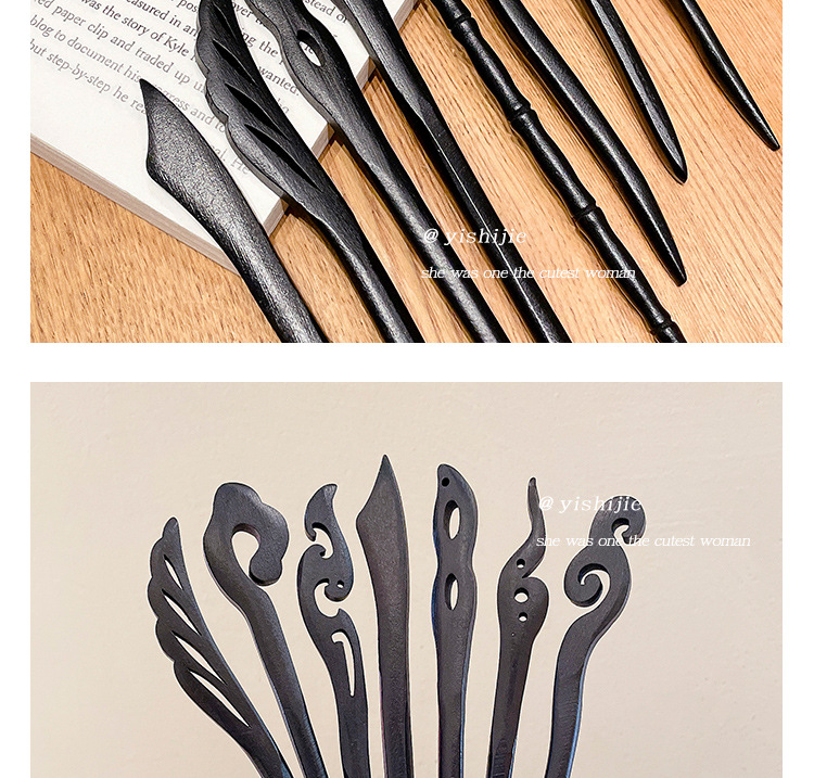 Ancient-style sandalwood hairpins for women, a simple and elegant updo, a modern and stylish new Chinese-style hairpin, Hanfu cheongsam headwear pic 28