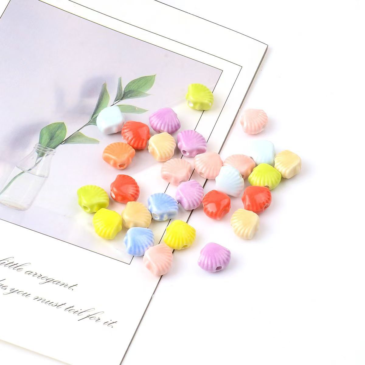 Simple and colorful ceramic pearlescent surface fish five-petal flower beads scattered beads diy handcrafted beaded bracelet decoration accessories pic 16