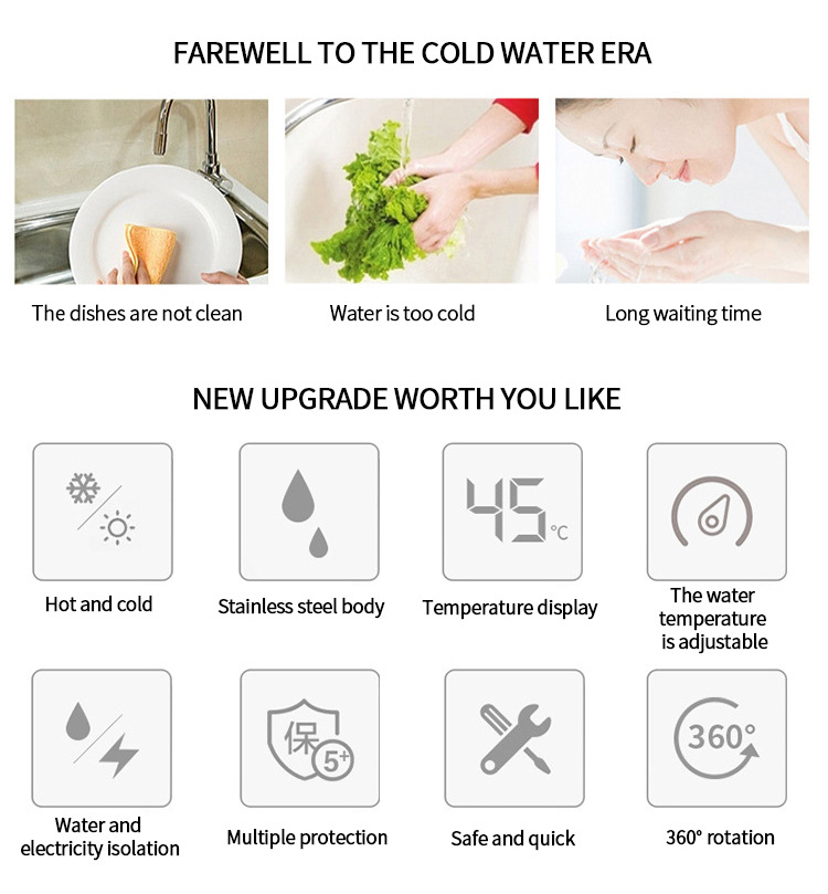 No-installation electric hot water faucet, household instant heating quick heating kitchen instant heating cold and hot dual electric hot water faucet pic 34