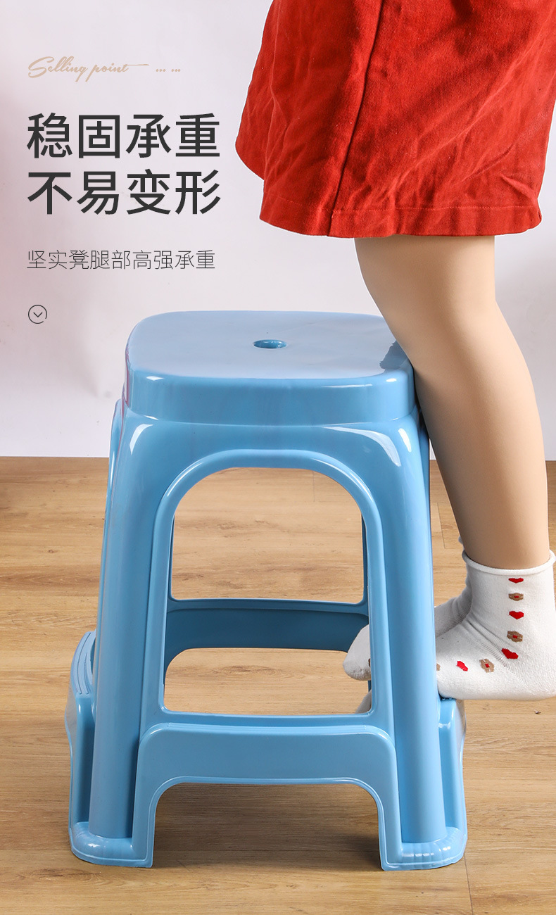 Factory wholesale plastic stools, thickened anti-drop chairs, simple style outdoor conference square stools, stackable pic 6