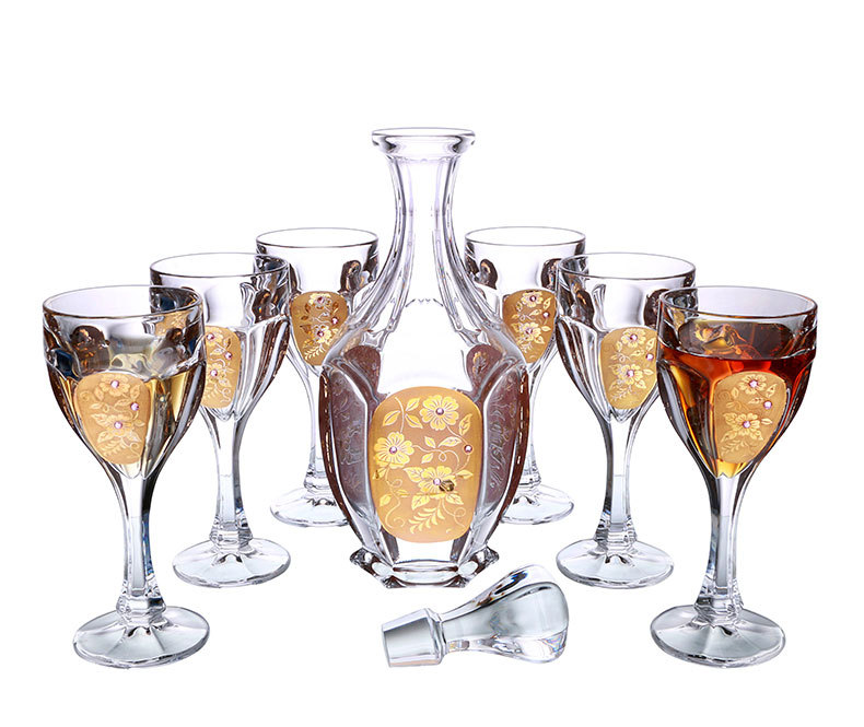 Czekh crystal champagne whisky diamond, a set of wine glasses with gold plating and diamonds pic 12