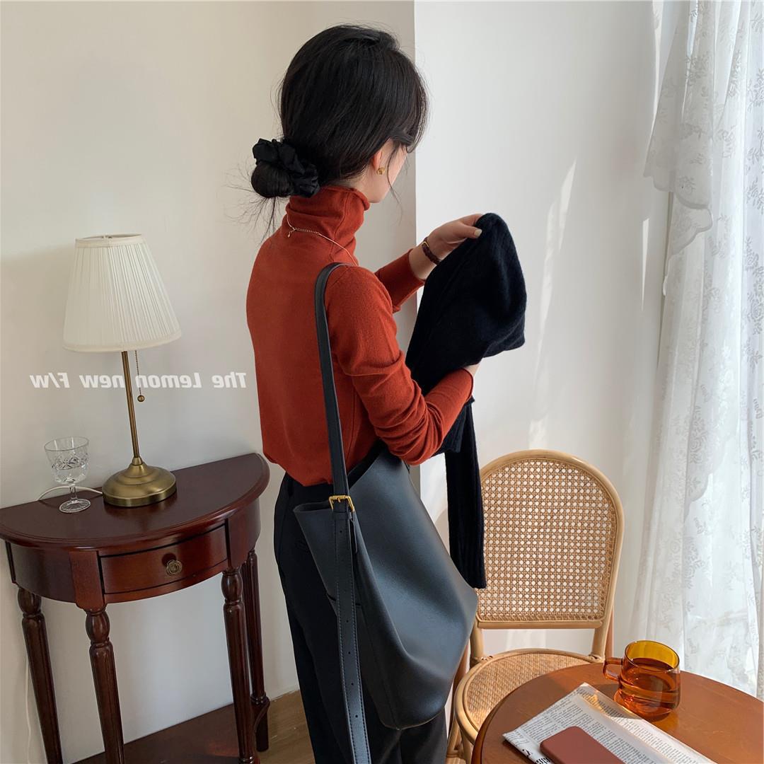 秋冬新款女装高领卷边打底衫糖果色修身保暖基础款仿羊绒衫毛衣女详情57