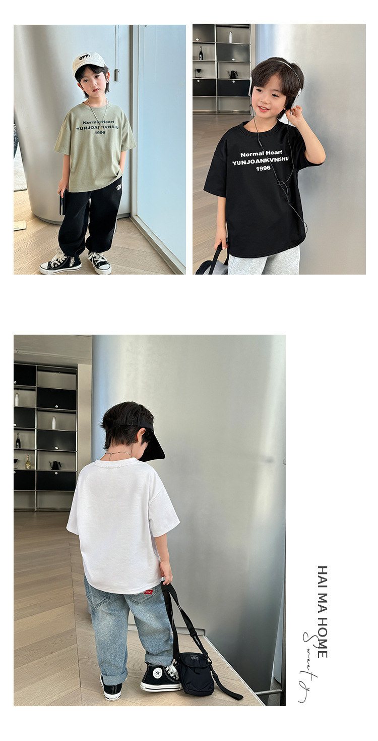 海妈家2024夏季新款男童潮范纯棉短袖T恤儿童韩版中大童上衣半袖详情15