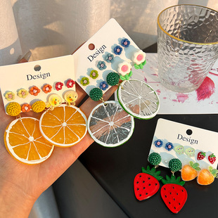 日韩2023新款简约小清新花朵耳环套装耳环女小众精致甜美可爱耳饰详情18