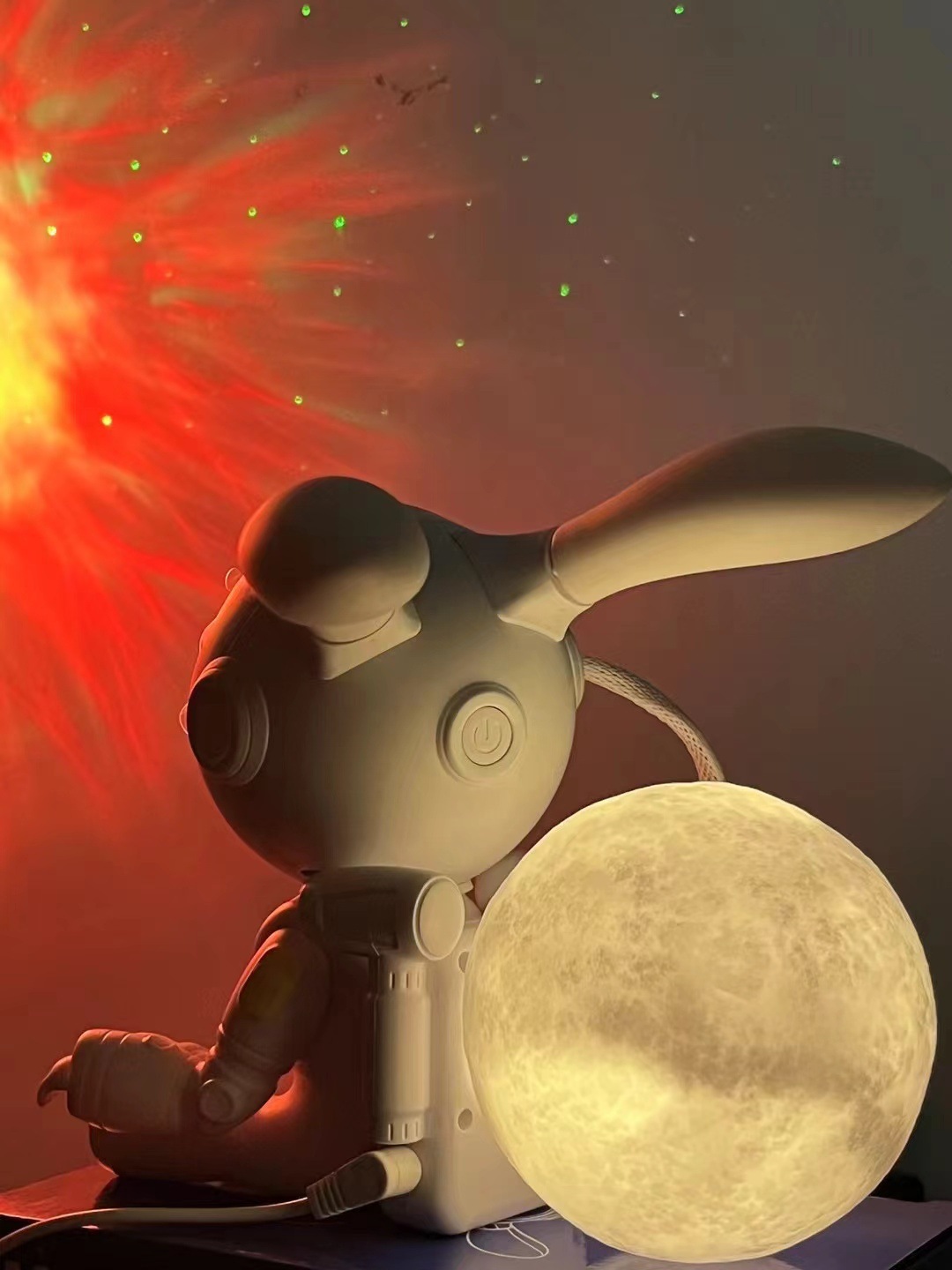 Crossover espacio conejo estrella luz proyector nebulosa colorida gypsophila ambiente regalo de cumpleaños para niños pequeña luz nocturna pic 4