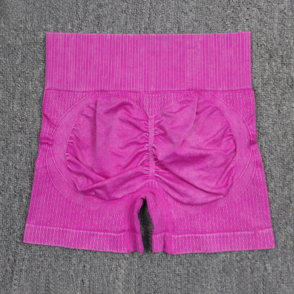 新款砂洗瑜伽裤运动健身短裤蜜桃臀yogo高腰紧身裤欧美三分裤详情6