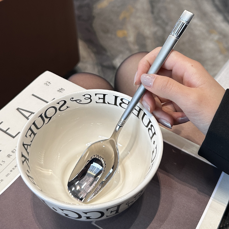 3EW1【老板娘自用轻奢款】18/10不锈钢灯笼柄勺子喝粥勺主餐勺长详情10