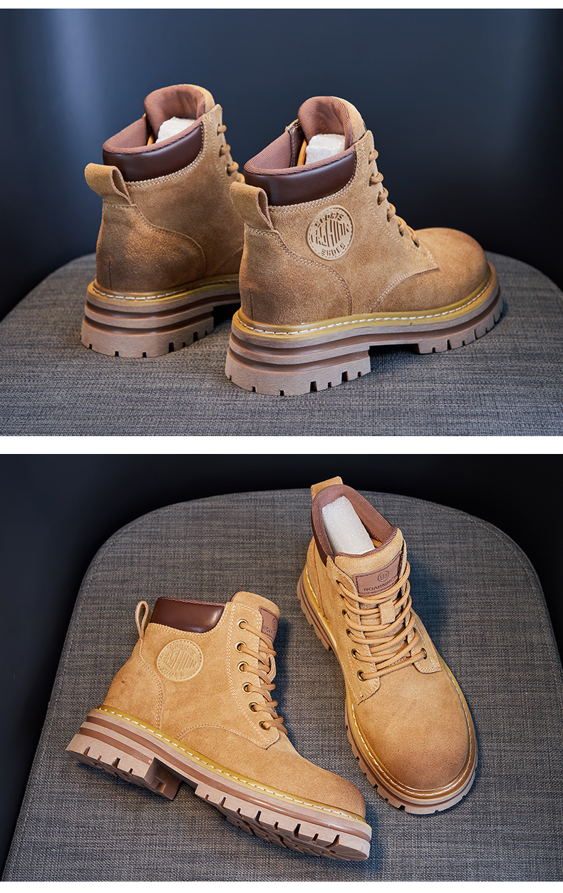 欧洲站马丁靴女2023秋季新款软皮软底复古女短靴牛反绒磨砂工装靴详情21