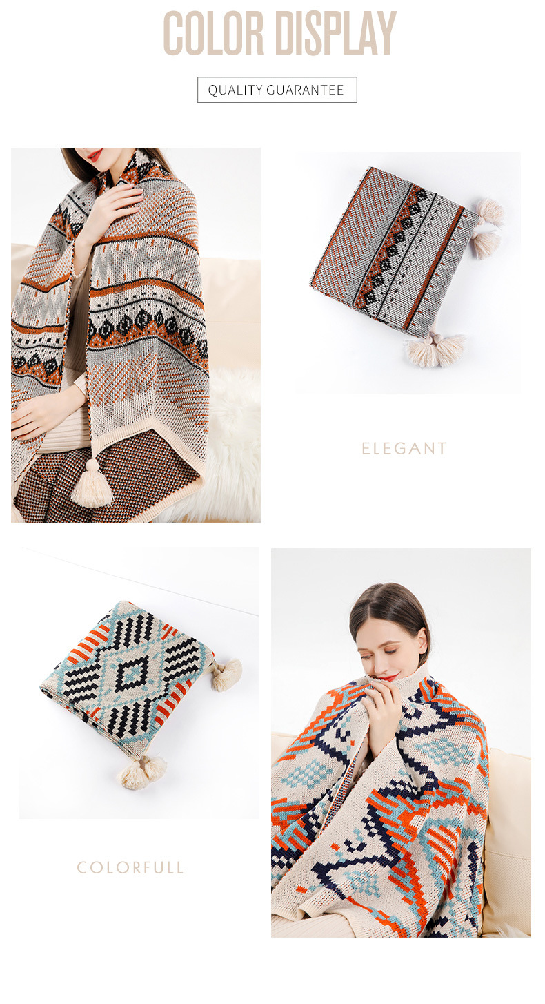 Bohemian windblown hair blanket, bay window blanket, knitted blanket, ethnic wave air conditioning blanket, tassel nap blanket pic 5