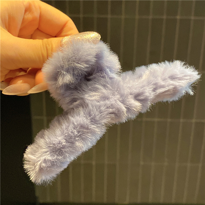 2023新款秋冬毛绒后脑勺发抓夹 网红毛绒可爱优雅鲨鱼夹发夹头饰详情18