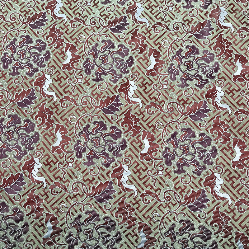 国潮现货色织宋锦中式马甲国风布料八达纹藻井竹叶提花仿宋锦旗袍面料详情19