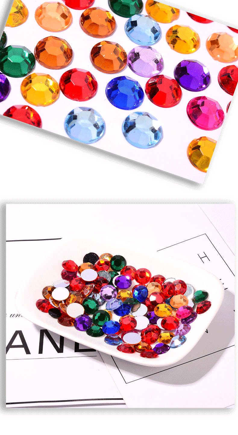 仿台压克力钻圆形平面八角贴片 魔法道具玩具佛具工艺品宝石贴详情16