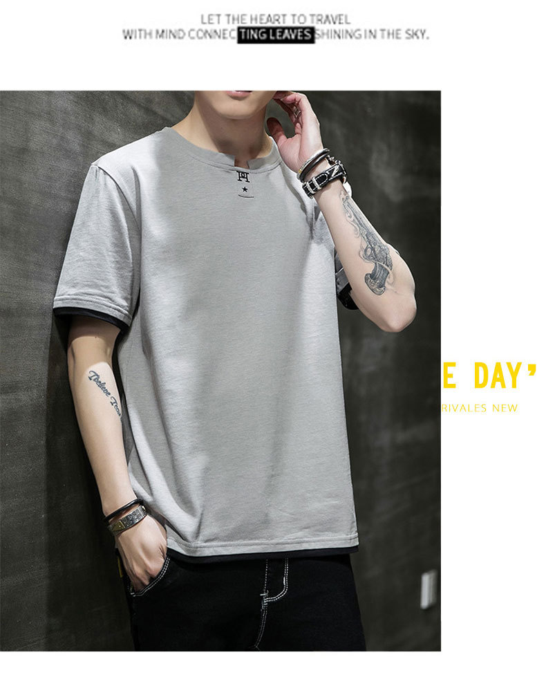 Short-sleeved T-shirt for men, Korean style, summer loose cotton T-shirt, cross-border new style, student bottom layer, half-sleeved shirt pic 59