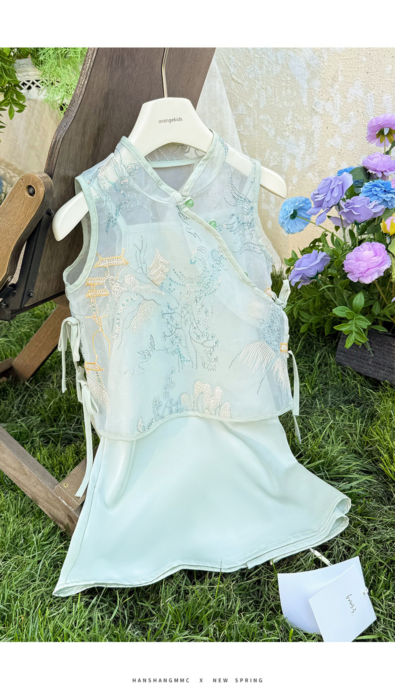 国潮汉服女童夏装2025新款洋气儿童中式套装女孩夏季国风旗袍连衣裙详情17